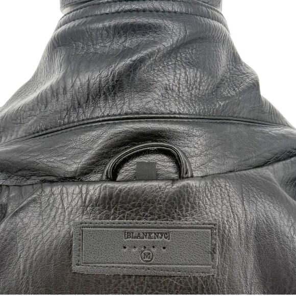 Blank NYC Moto Vegan Faux Leather Biker Motorcycle Jacket in Black Size Medium - Picture 6 of 14